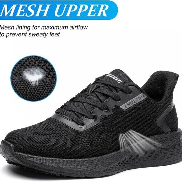 Non Slip Work Shoes Women Food Service Black Slip Resistant Lightweight - Picture 4 of 6